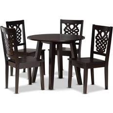 Brown Dining Sets Baxton Studio Mina Modern Dining Set