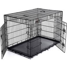 Songmics Gabbia Per Animali Pieghevole Nero 122 x 76 x 81 cm