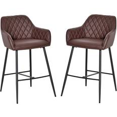 Armrests Bar Stools Homcom Retro Style Brown Bar Stool 93cm 2pcs