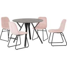 Baby Pink Velvet Athens Kitchen Chair 5pcs