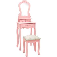 Pink Toiletborde vidaXL sminkebordssæt taburet kejsertræ lyserød Toiletbord