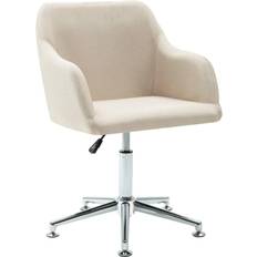 Beige Office Chairs vidaXL Drehbar Cremeweiß Stoff Creme Bürostuhl