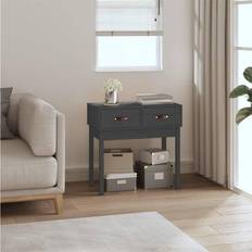 vidaXL Grey, 76.5 Solid Pine Console Table