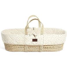 Poliéster Moisés The Little Green Sheep Quilted Moses Basket & Rocking Stand Bundle Linen Rice 17.3x33.1"