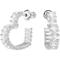 Joyería Swarovski Matrix Heart Hoop Earrings - Silver/Transparent