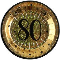 Santex Paptallerkener 80 År Birthday Party Guld