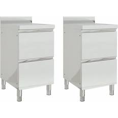 Mini Kitchens vidaXL Commercial Kitchen Cabinets with 2 Drawers 2 pcs Stainless Steel
