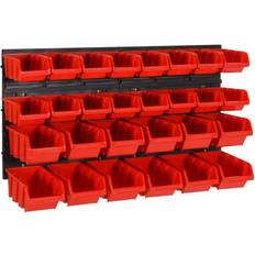 Rojo Estanterías vidaXL Set De Taller 30 Uds Polipropileno Rojo Y Negro 77x39 cm Estantería