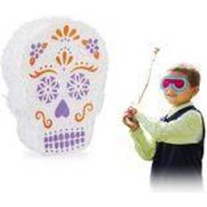 Relaxdays Fillable White Skull Pinata 27.5 cm