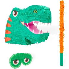 Piñatas on sale Large Dinosaur Pinata Set with Blindfold and Stick 14 x 20 x 5.5 In, 3 Pieces Green