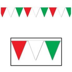 Red Garlands & Confetti Beistle 17 x 30 Outdoor Pennant Banner Red/White/Green 2/Pack 50702-RWG