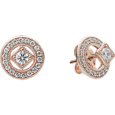 Pandora Roségoldauflage Ohrringe Pandora Vintage Circle Stud Earrings - Rose Gold/Transparent