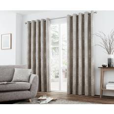 Brown Curtains Elmwood Floral Eyelet Lined