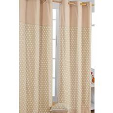 Coton Rideaux Homescapes Paire de rideaux À œillets 117 x 137 cm - Beige