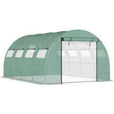 Freestanding Greenhouses OutSunny 13' 6.5' Walk-in Tunnel Greenhouse with 2 Mesh Mesh Upgraded Gardening Plant Hot