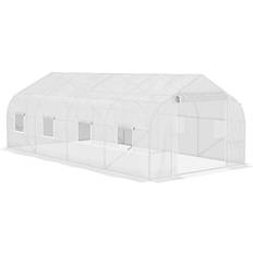 Freestanding Greenhouses OutSunny 20' 7' Tunnel Greenhouse Large Walk-In Warm House Deluxe High GardenHot House with Roll Up Roll Up