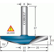 Cobolt Cobolt 225-015 Afgratningsfræser D 60 75 Grader