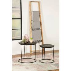 Round black side table Coaster 2-piece Round Nesting Table