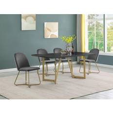 Black and gold furniture set Best Quality Furniture 5pc Dining Set 5