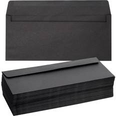 Juvale 100 Pack #10 Black Paper Envelopes with Gummed Seal for Invitations, Checks, Invoices, Letters, 4-1/8 x 9-1/2 In