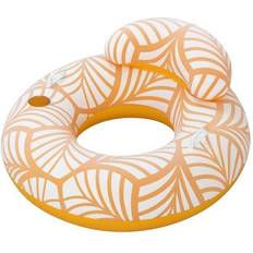 H2OGO! Comfort Plush Deluxe Swim Tube 46.5" x 46" Yellow, Inflatable Water Float Multi-Color