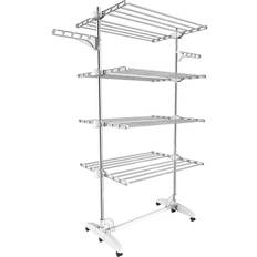Clothes drying rack Todeco Laundry Drying Rack, 4 Tier Collapsible Metal Clothes Horses with Two Side Wings, Heavy Duty Clothes Drying Rack Use for Laundry, White