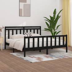 vidaXL Svart Massiv Furu 200x200 cm Sängram