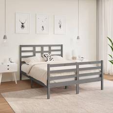 vidaXL grey, 140 Solid Wood Bed Frame