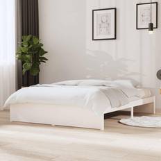 vidaXL Estructura De Cama De Madera Maciza Blanco 140x190 cm