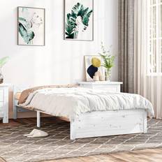 vidaXL white, 90 Solid Wood Bed Frame