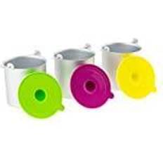 Macchine per il Gelato H.Koenig BO318 Set di 3 ciotole per macchina per gelato HF180, 3 contenitori da 1 litro, acciaio inossidabile, argento, rosa, giallo e verde lime, plastica