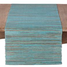 Turquoise Tablecloths Saro Lifestyle Turquoise Shimmering Woven Nubby Water Table Runner 14 x 108 Tablecloth Turquoise