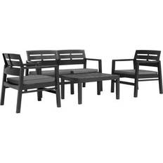 Lounge-Sets vidaXL Patio Lounge Set 4 Piece Outdoor Table and Chairs Plastic Anthracite Conjunto de Sala de Exterior