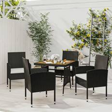 vidaXL Giardino 5 pz in Polyrattan Nero Set da pranzo per patio