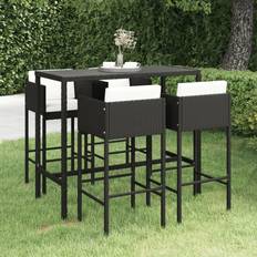 vidaXL Giardino 5 Pz Con Cuscini In Polyrattan Nero Set da Bar all'Aperto