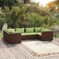 vidaXL Giardino 6 pz Con Cuscini In Polyrattan Marrone Set da Lounge da Esterno