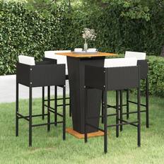 Noir Ensembles de Bar d'Extérieur vidaXL de Jardin 5 Piece Poly Rattan Black Ensemble de Bar d'Extérieur