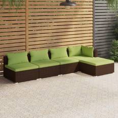 vidaXL Jardin 5 pcs Mobilier de Patio Mobilier de Terrasse de Meubles Résine Tressée Marron Ensemble de Salon d'Extérieur