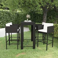 Noir Ensembles de Bar d'Extérieur vidaXL Patio Set 5 Piece with Cushions Poly Rattan Black Garden Chair Ensemble de Bar d'Extérieur