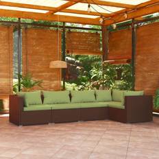 vidaXL Jardin 5 pcs Mobilier de Terrasse de Meubles Résine Tressée Marron Ensemble de Salon d'Extérieur