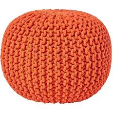 Poufs Homescapes Burnt Knitted Cotton Footstool Pouffe