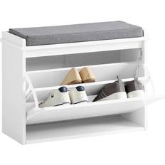 SoBuy Shoe Bench With Cushion White Schuhregal 62x46cm