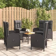 vidaXL da Giardino 5 pz Nero con Cuscini in Polyrattan Set da pranzo per patio