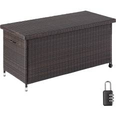 Cajas para mazos tectake Baël De Almacenamiento Kiruna Con Trenzado De Ratán Sintético 120 x 55 x 61.5 cm 270 l - Marrón