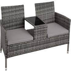 Kunstrattan Outdoor-Sofas & Bänke tectake Rattan Gartensitzbank