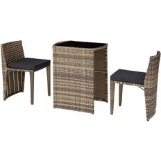Café-Sets tectake Aluminium Rattanset Bistro Hamburg Set mit 2 Stühlen und Tisch
