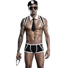 Sexlegetøj schwarz-weißes Polizisten-Herrenkostüm aus Trägershorts