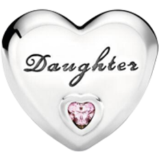 Daughter Heart Charm - Silver/Pink