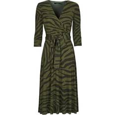 Lauren Floral Surplice Dress - Khaki/Black