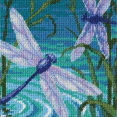 Needlepoint-kits Handarbetskits Dimensions Mini Needlepoint Kit 5"X5"-Dragonfly Pair Stitched In Thread